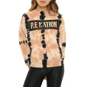 P.E Nation Score Runner Tie Dyed Sweatshirt In Coral Mid Gold Size XS